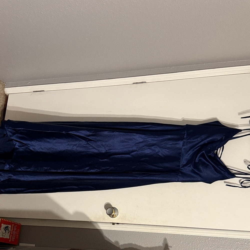 Elegant Navy Blue Satin Dress